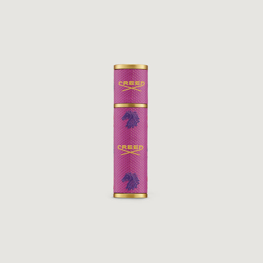 Pink Carmina 5ml Atomizer with cap off and to the side