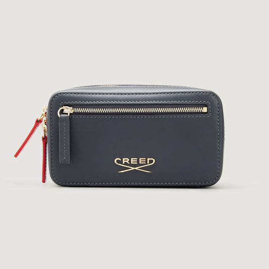 Small graphite leather wash bag