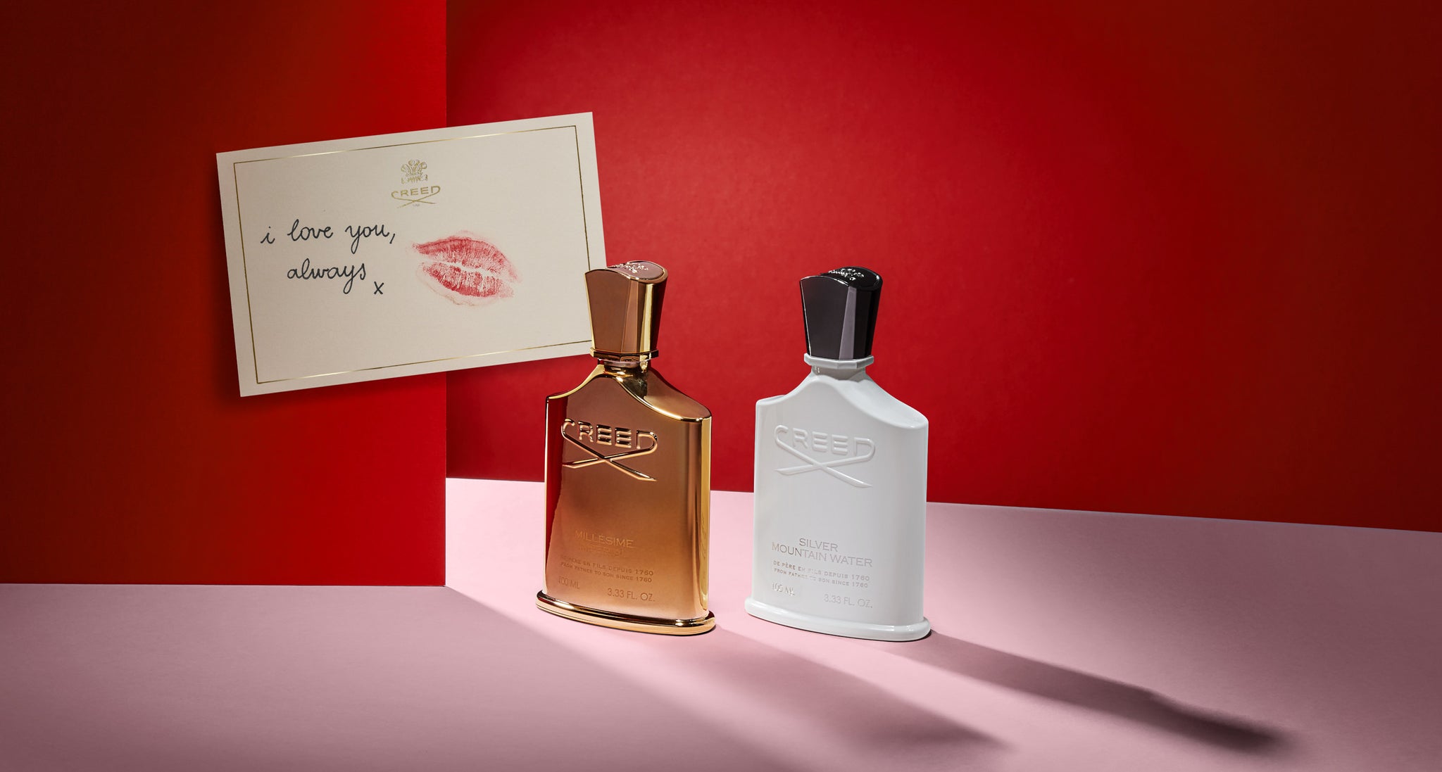 Millesime Imperial and Silver Mountain Water Bottles with Valentine's Day Card